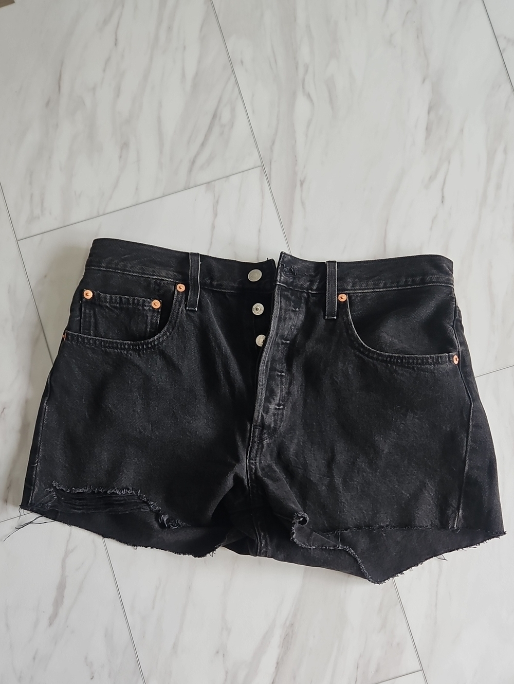 Women's Black Button-Front Denim Shorts